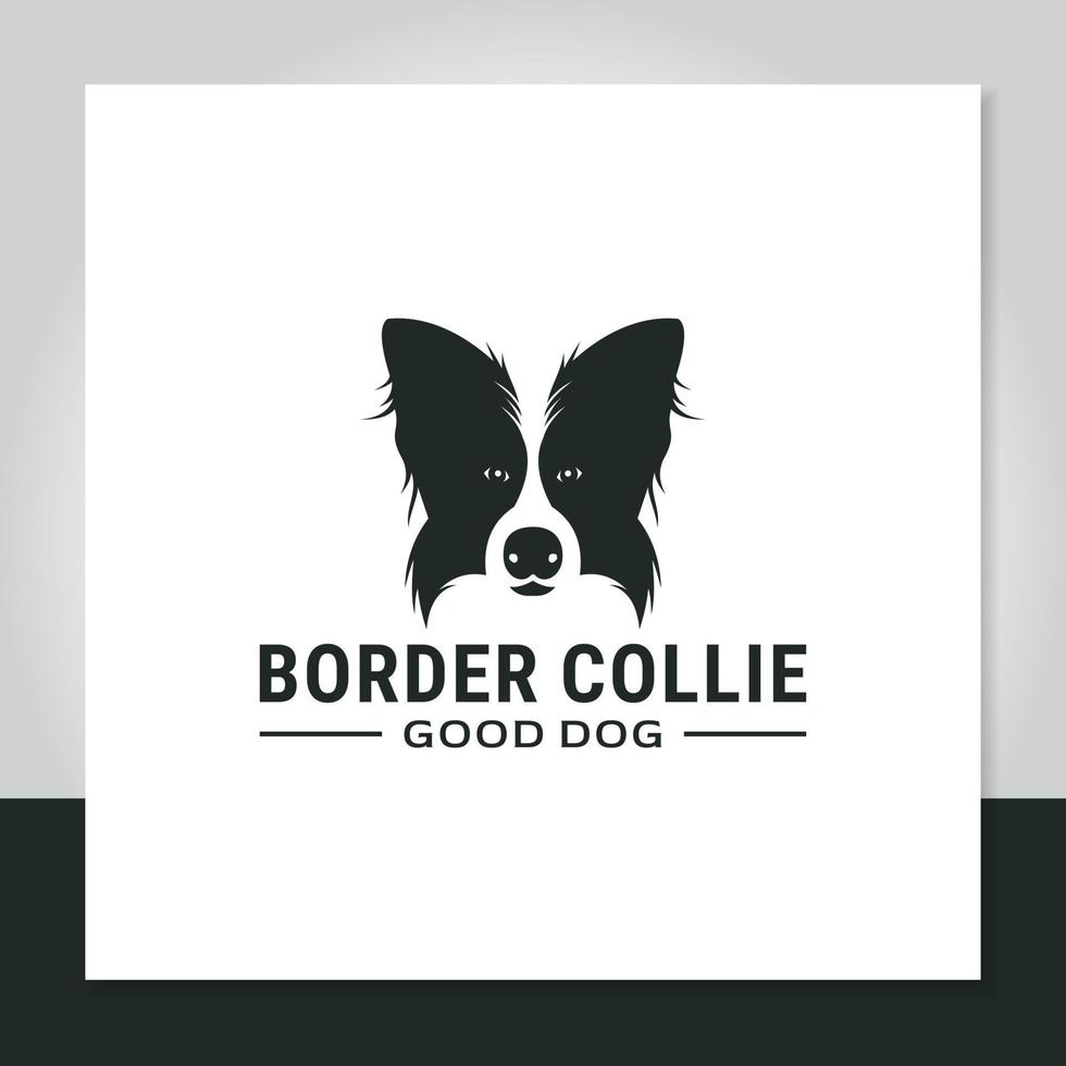 cão de cabeça de design ogo, border collie, animal de estimação, vetor de símbolo de ícone