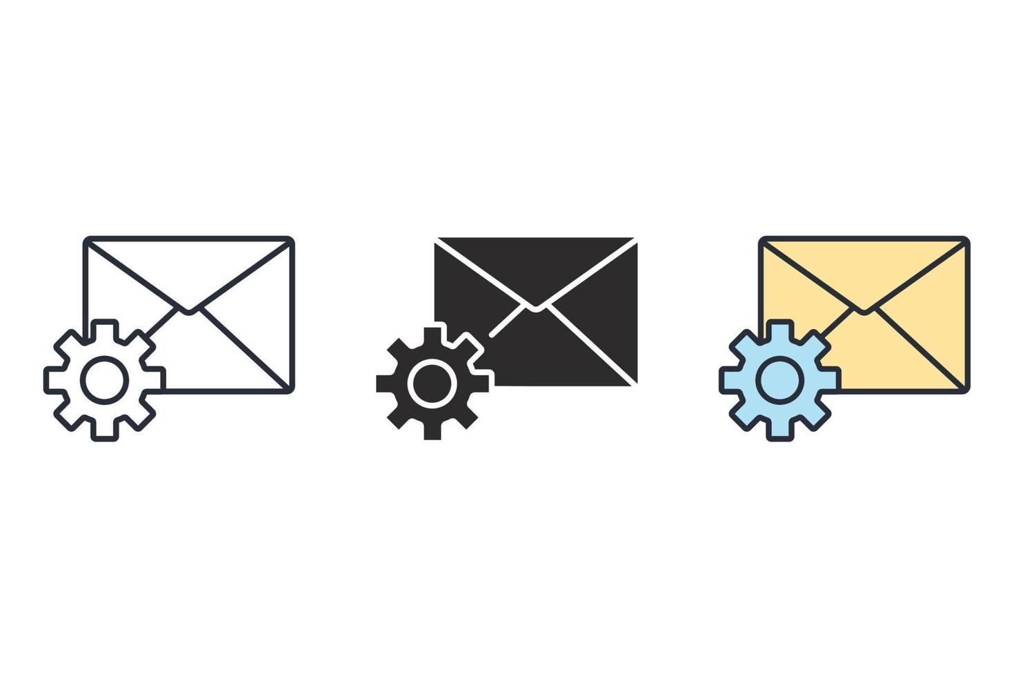 ícones de configuração de e-mail símbolo elementos vetoriais para infográfico web vetor