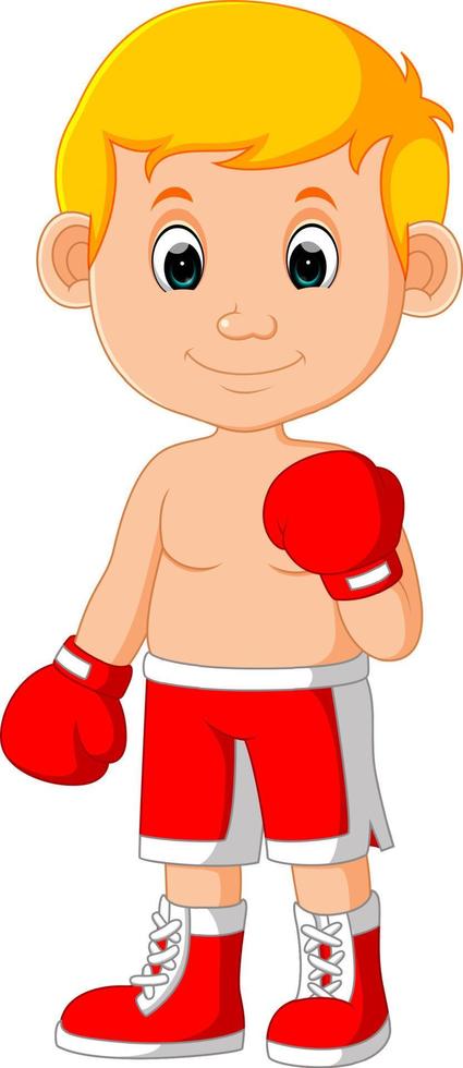 desenho de boxe de menino bonito vetor