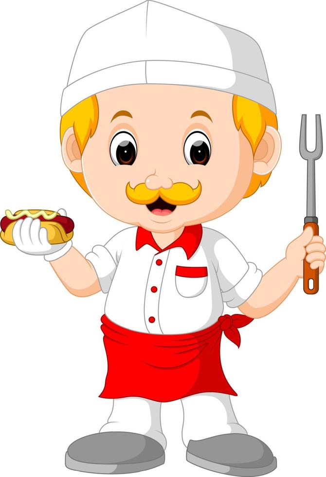 chef engraçado bonito dos desenhos animados vetor