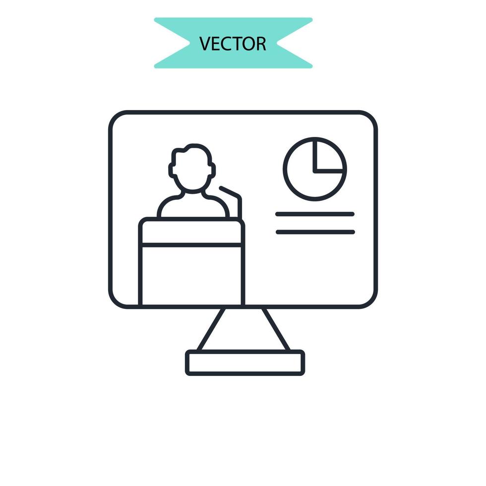 ícones de seminário simbolizam elementos vetoriais para infográfico web vetor