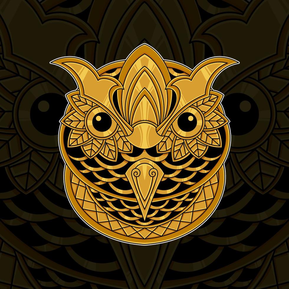 ilustração em vetor logotipo de mascote de coruja dourada