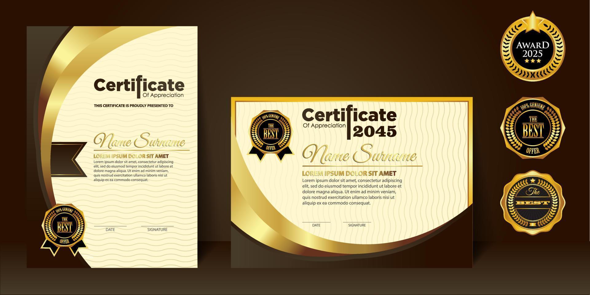 conceito de layout de certificado de design moderno. modelo de certificado de prêmio de vetor de fundo de diploma de design moderno elegante simples, elegante e luxuoso