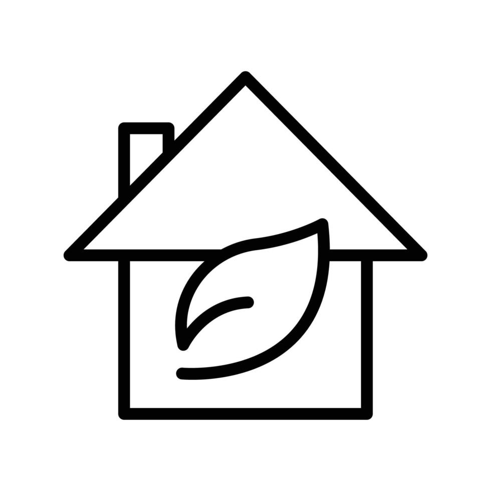 vetor de ícone de casa com folha. ambiente saudável, ecologia, casa saudável. estilo de ícone de linha. ilustração de design simples editável