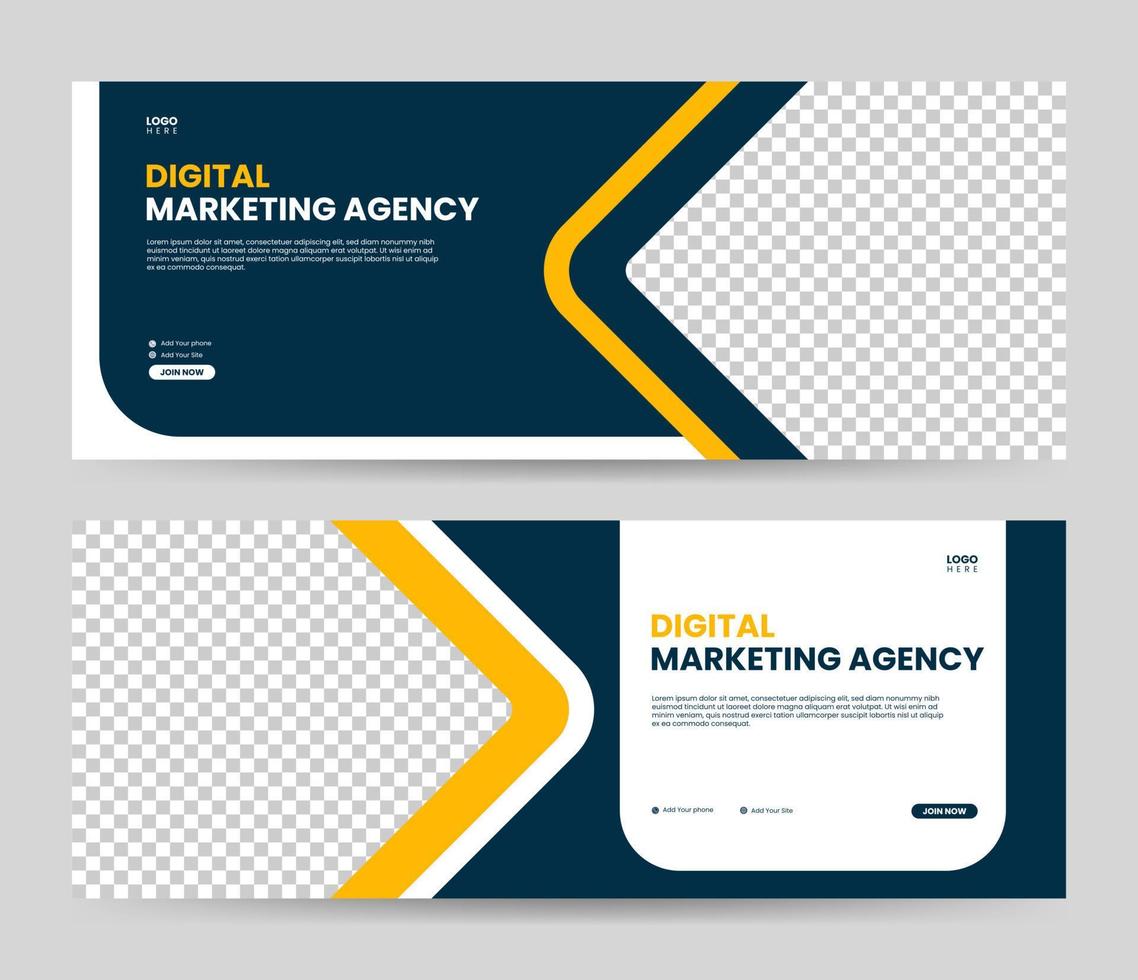 design de banner moderno para anúncios de mídia social, banner para marketing digital de negócios vetor
