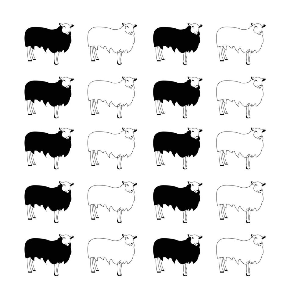 textura de pano de fundo de fundo de ovelha preto e branco vetor