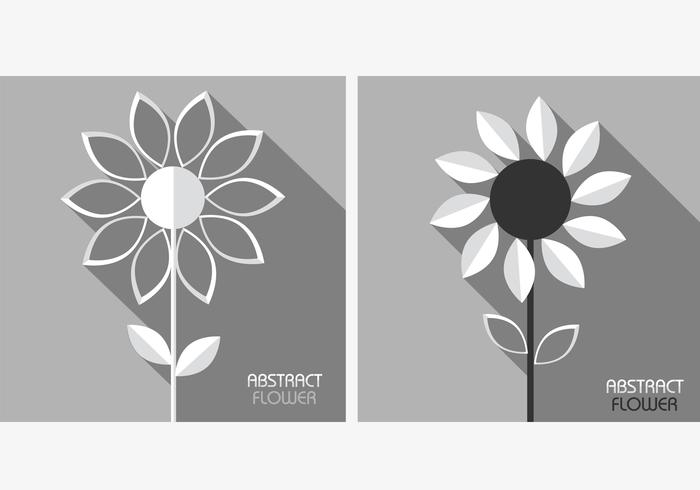 Pacote de vetores de flores abstratas cinza branco