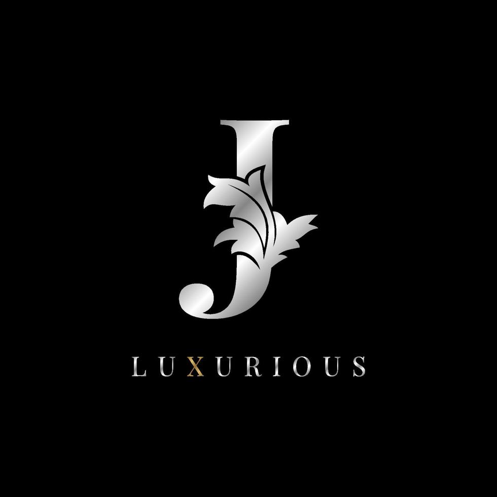 luxuosa letra j decoração floral vintage vitória marca boutique logotipo spa salão de beleza maquiagem artista elemento de design de identidade casa de campo inicial designer de vestido de noiva vetor