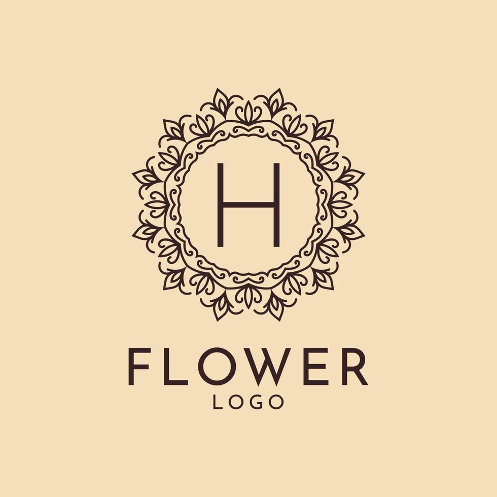 letra h flor círculo decoração para spa, salão, hotel, florista, marca feminina vetor