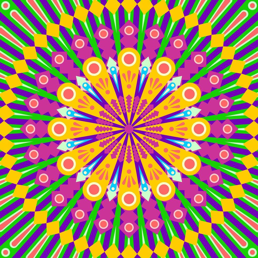 colorido trippy mandalas decoração vector design ornamento fundo web ou elemento de impressão. vetor de máscara de corte