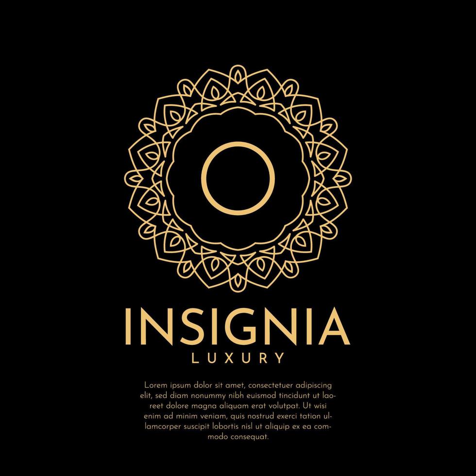 letra o design de logotipo de vetor de renda decorativa de círculo de insígnias luxuosas