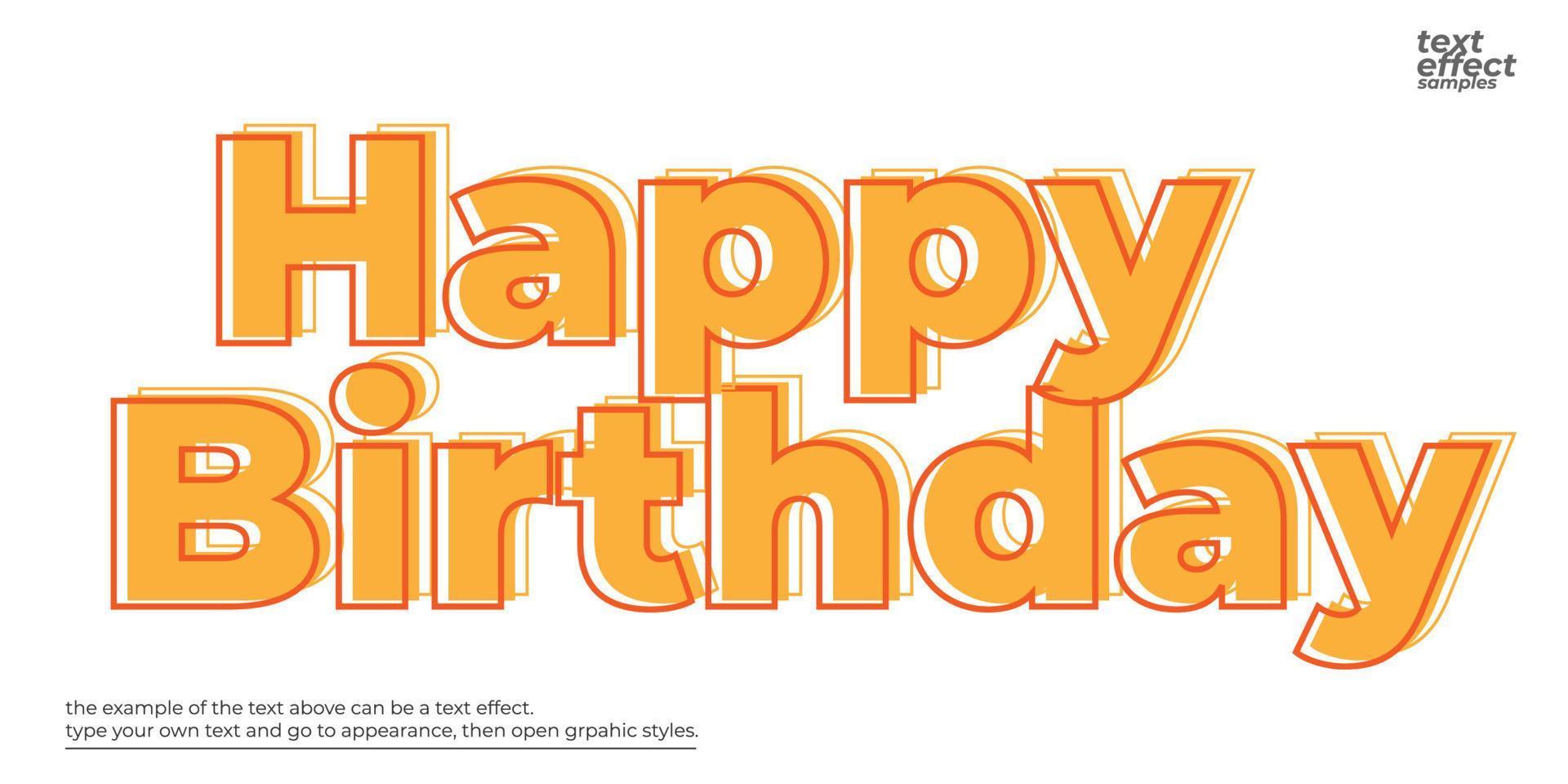 feliz aniversário divertido tipografia e efeito de texto vetor