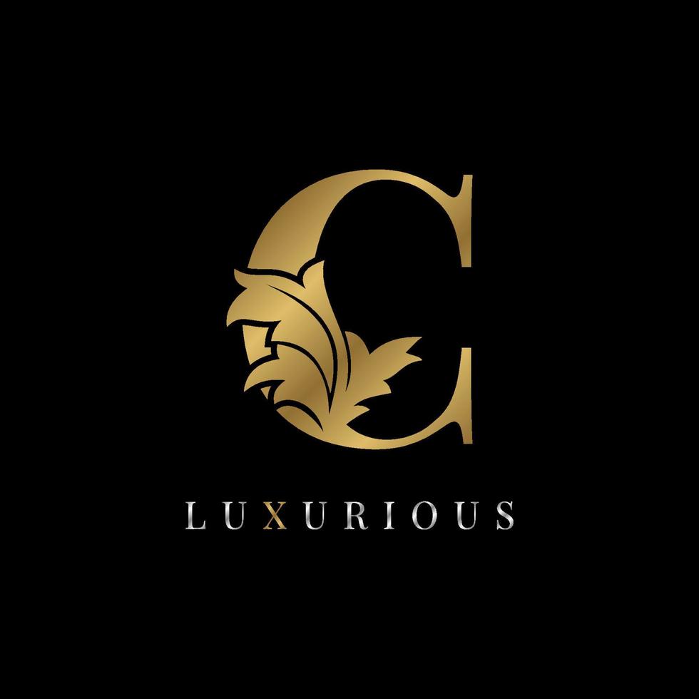 luxuosa letra c vintage decoração floral vitória marca boutique logotipo spa salão de beleza maquiagem artista elemento de design de identidade casa de campo inicial designer de vestido de noiva vetor