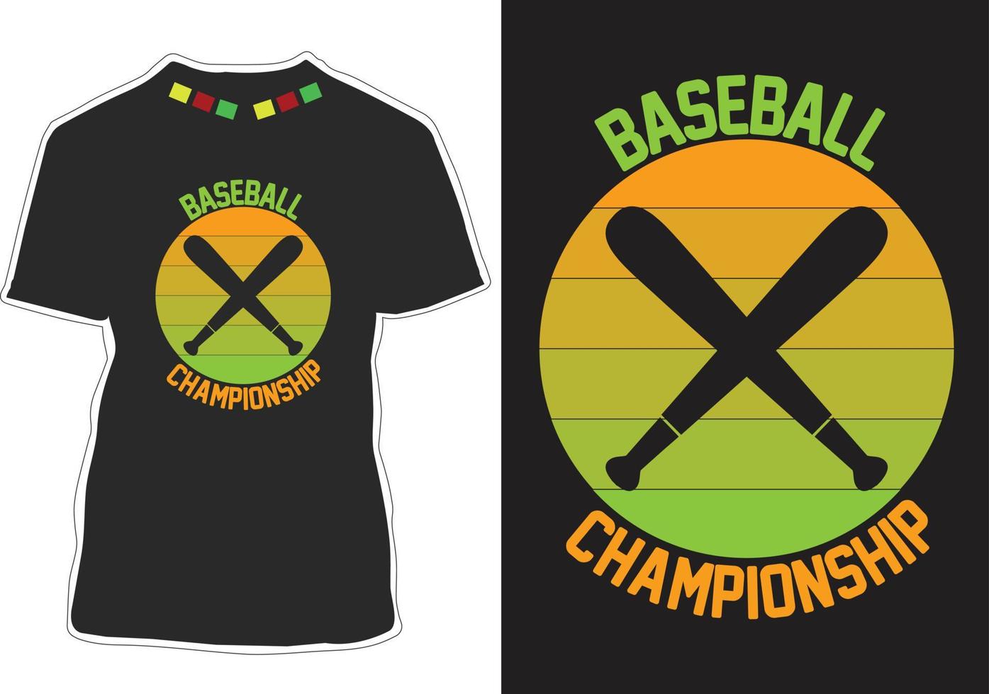 design de camiseta de campeonatos de beisebol vetor
