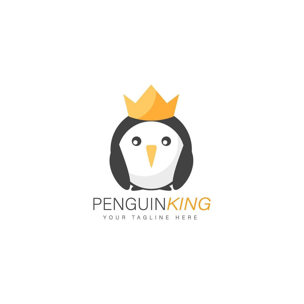 ícone de ilustração de design de logotipo de pinguim rei vetor