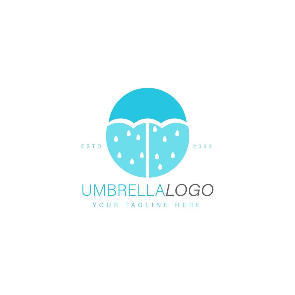 círculo com ícone de ilustração de design de logotipo de chuva de guarda-chuva vetor