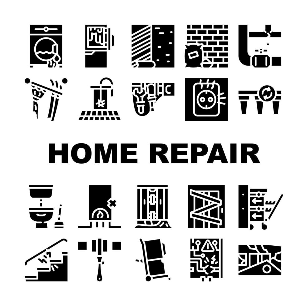 conjunto de ícones de coleção de serviço de reparo doméstico vetor