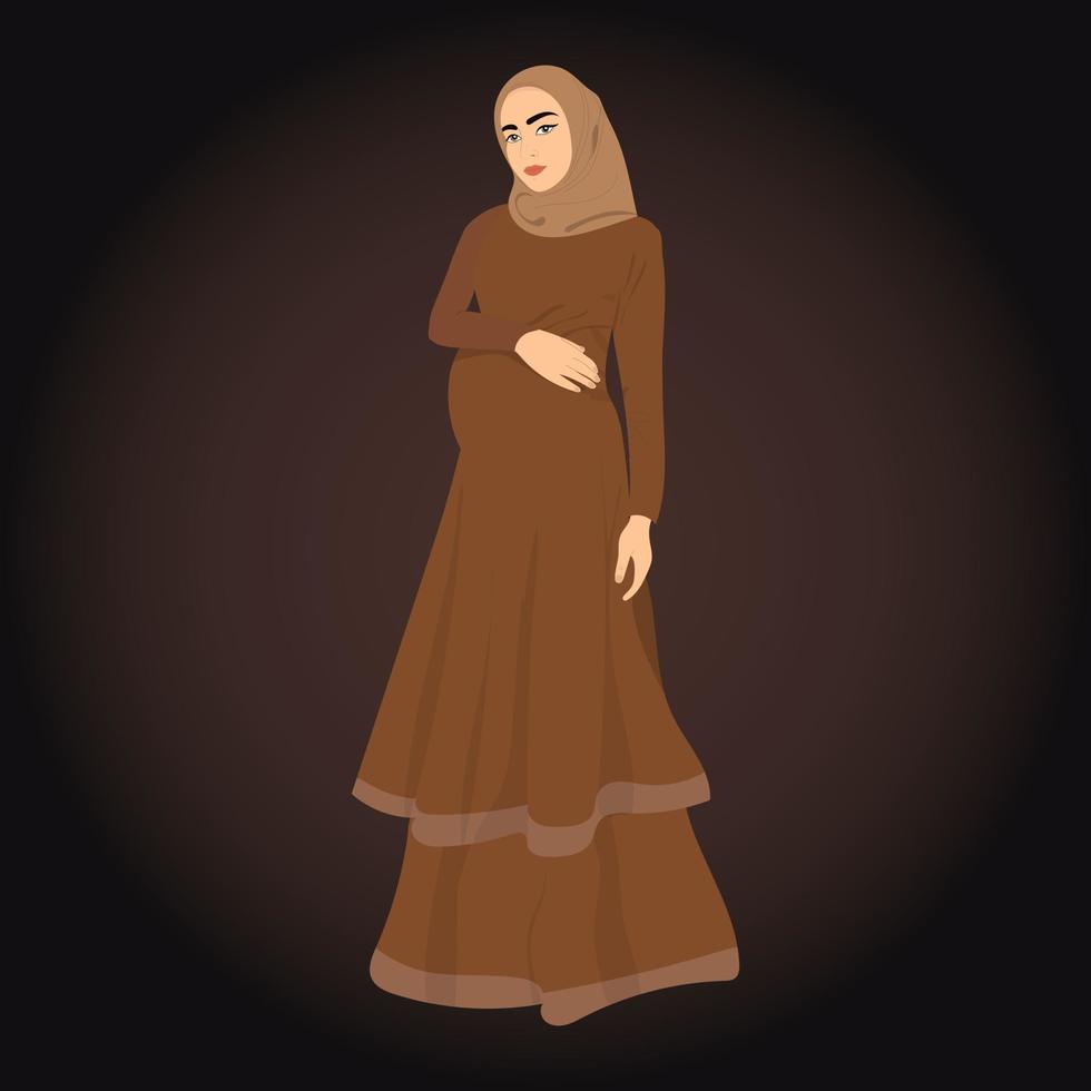 mulher muçulmana grávida em vestido de elegância vetor