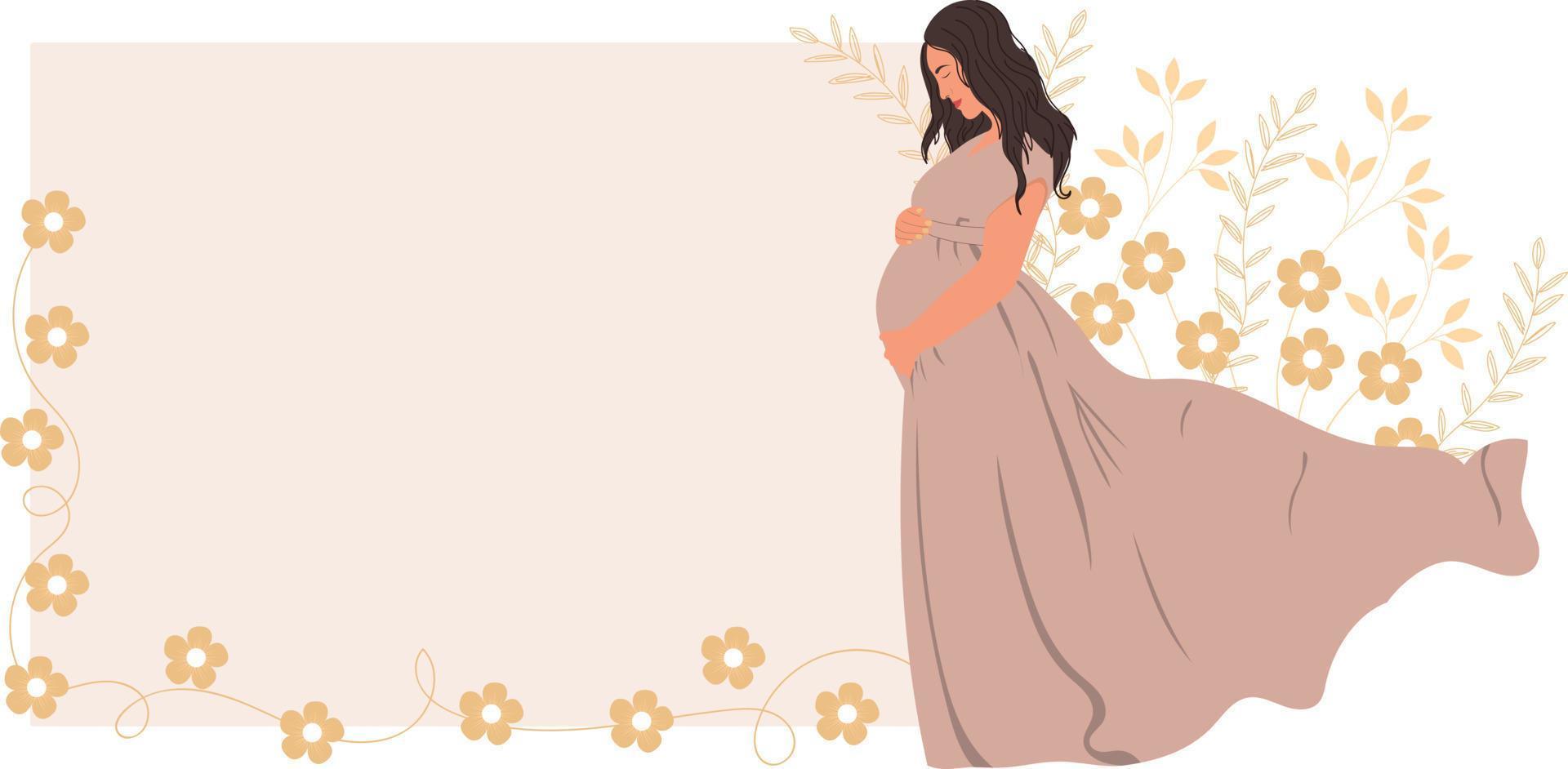 quadro com mulher gravida vetor