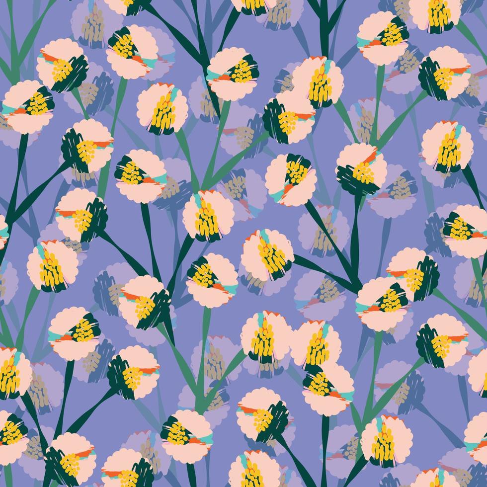 padrão de flores abstratas sem costura em fundo violeta, cartão ou tecido vetor