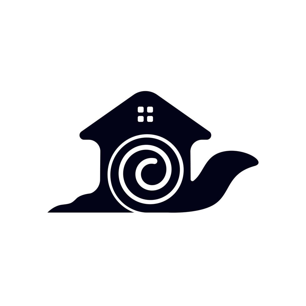 design de logotipo de casa de caracol, modelo de ilustração de símbolo de silhueta animal vetor