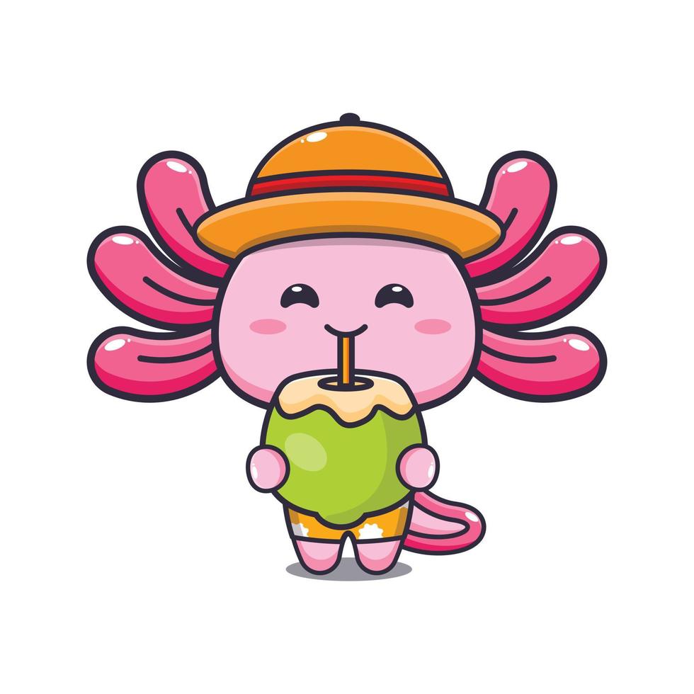 personagem de mascote de desenho animado axolotl fofo bebe coco vetor