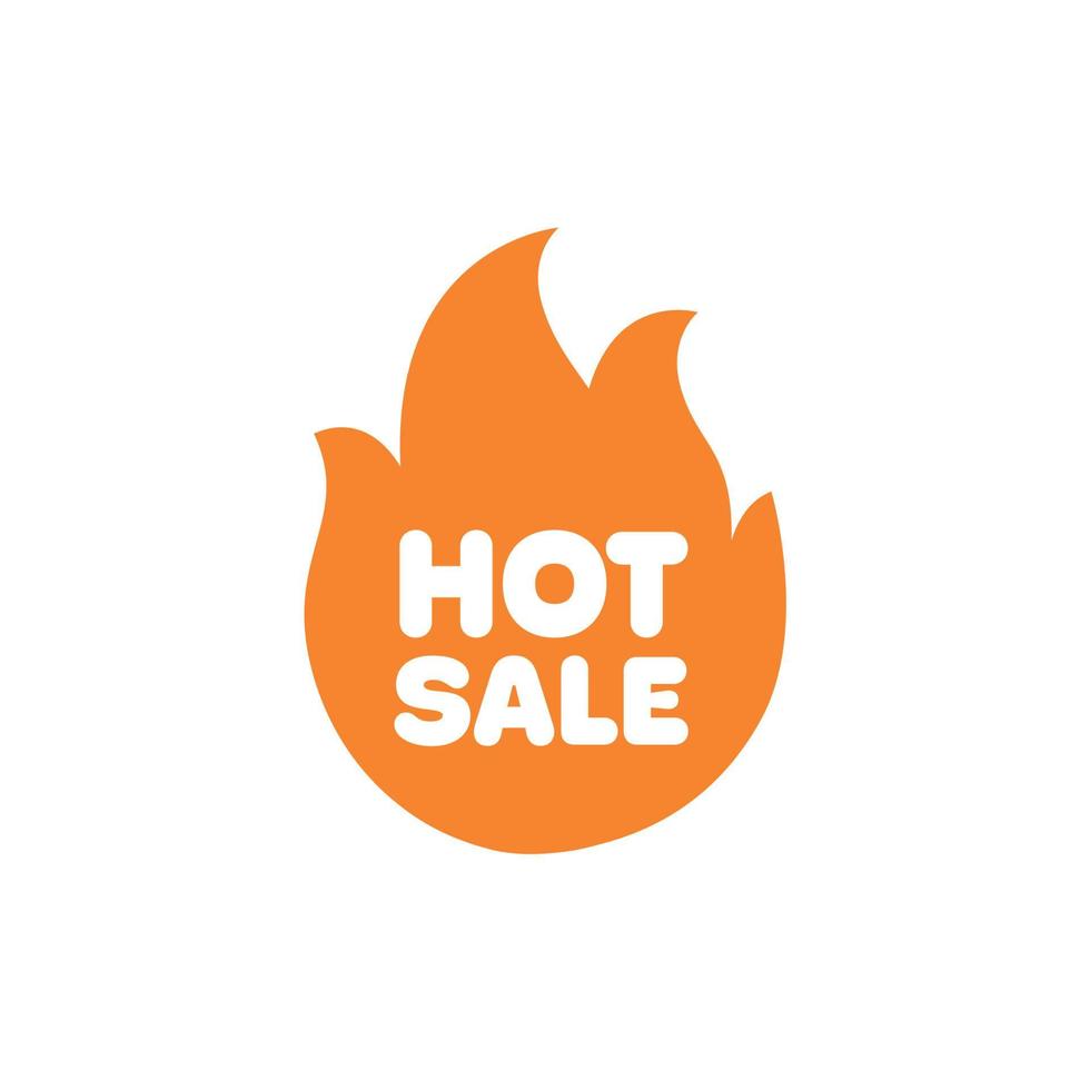 ícone promocional de venda quente. desconto sazonal e design de adesivo de ofertas especiais em forma de chama. vetor