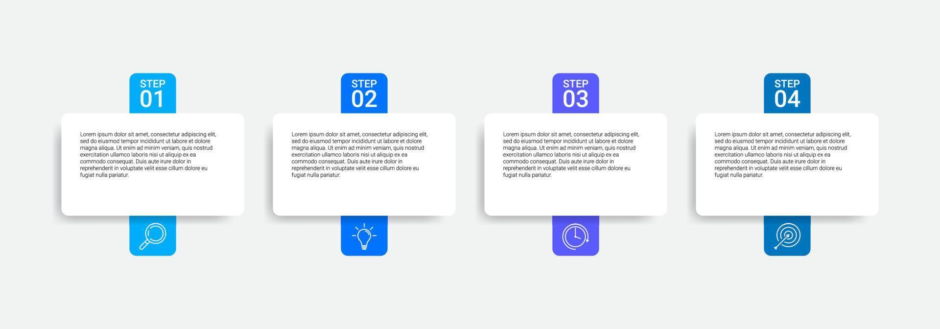 design infográfico com ícones e 4 opções ou etapas vetor