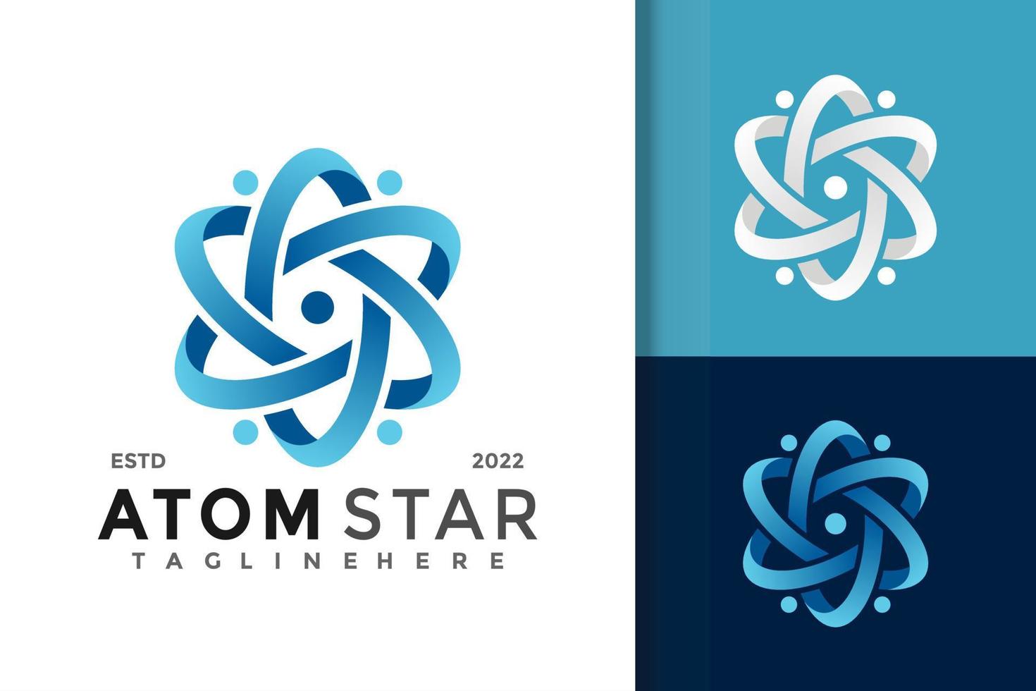modelo de vetor de design de logotipo de estrela de átomo de núcleo