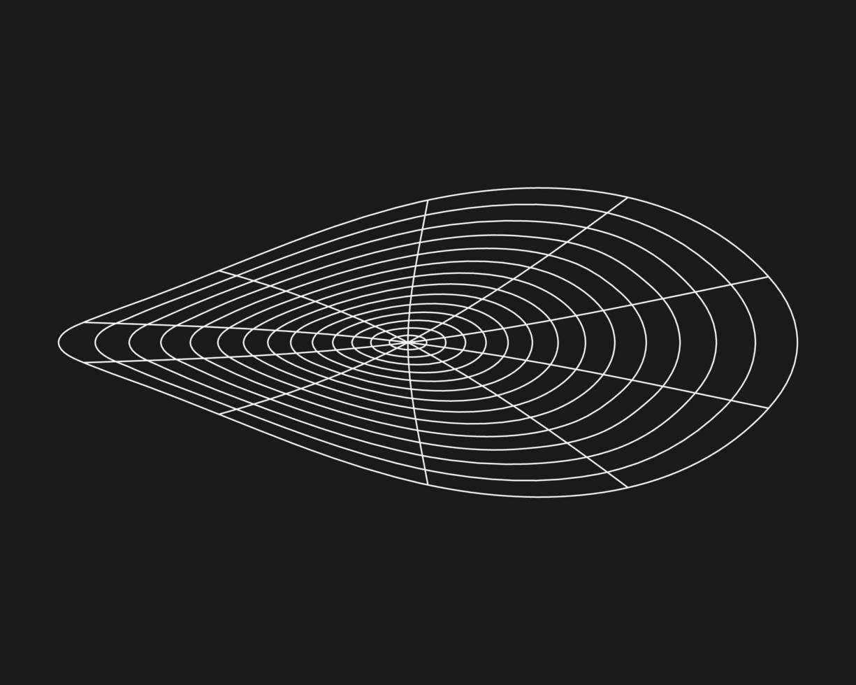 grade distorcida cibernética, elemento de design retro punk. grade de geometria de onda de wireframe em fundo preto. ilustração vetorial. vetor