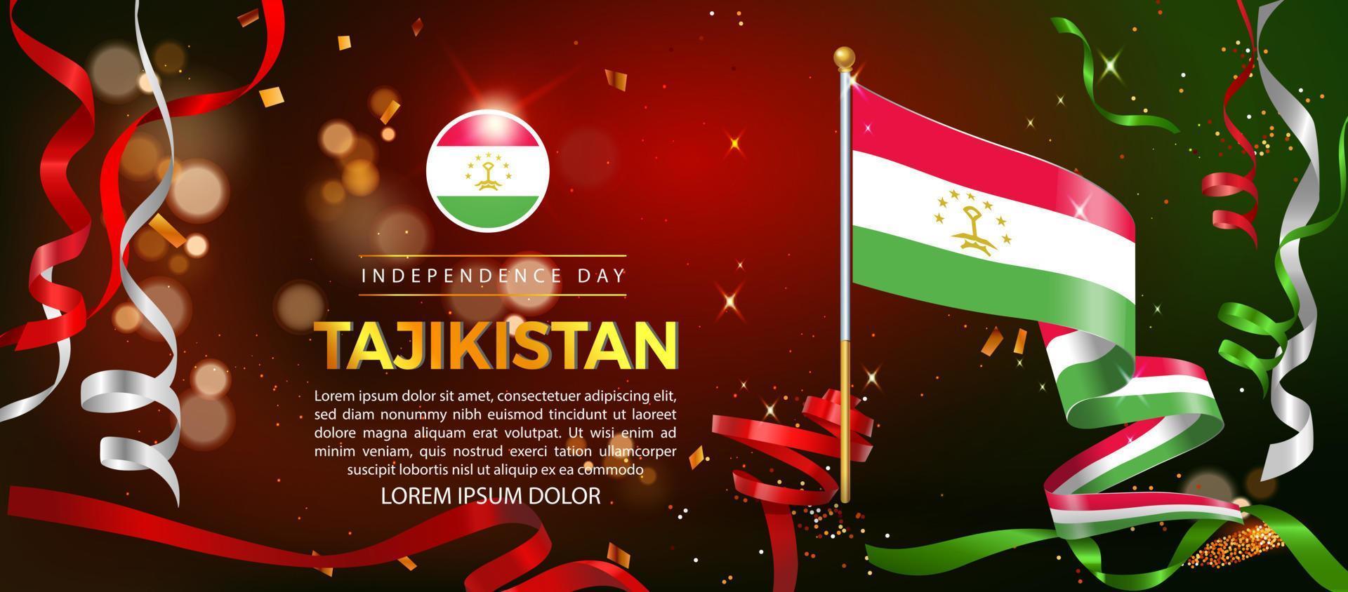 dia da independência do tajiquistão. ilustração de banner, design de modelo de pôster vetor