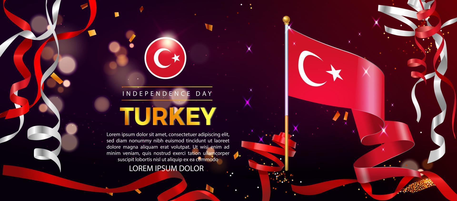 dia da independência da turquia. ilustração de banner, design de modelo de pôster vetor