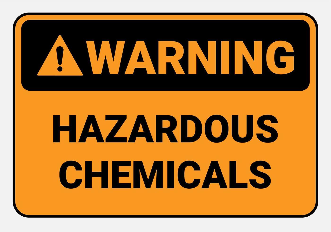 sinal de símbolo de produtos químicos perigosos de aviso. sinal de segurança vector illustration.osha e sinal padrão ansi.