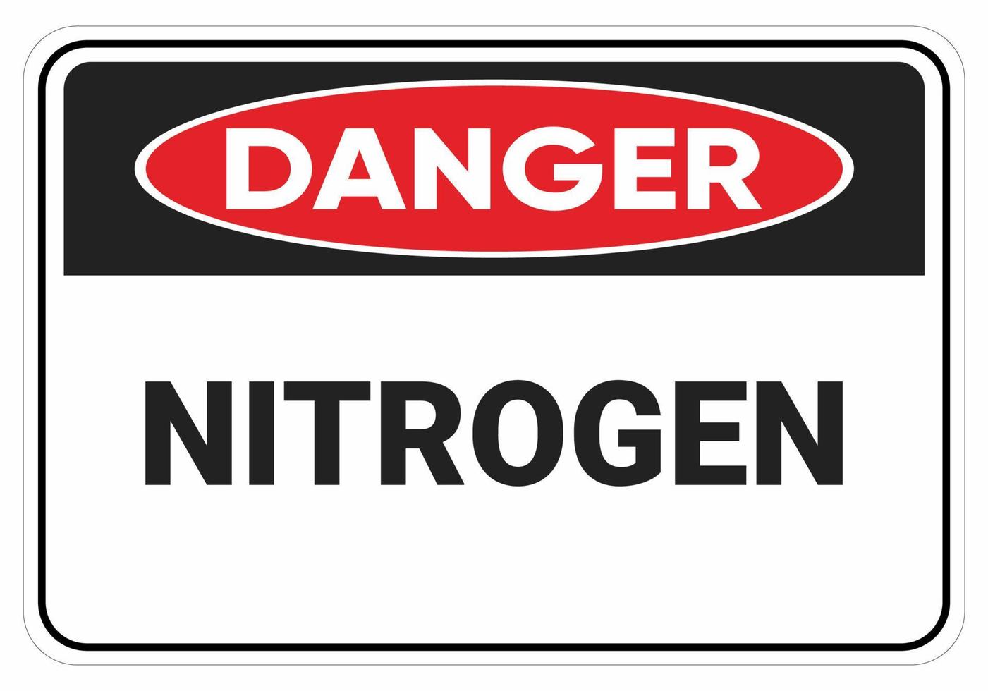 perigo nitrogênio. cuidado com os perigos do nitrogênio. ilustração em vetor sinal de segurança. sinal padrão osha e ansi. eps10