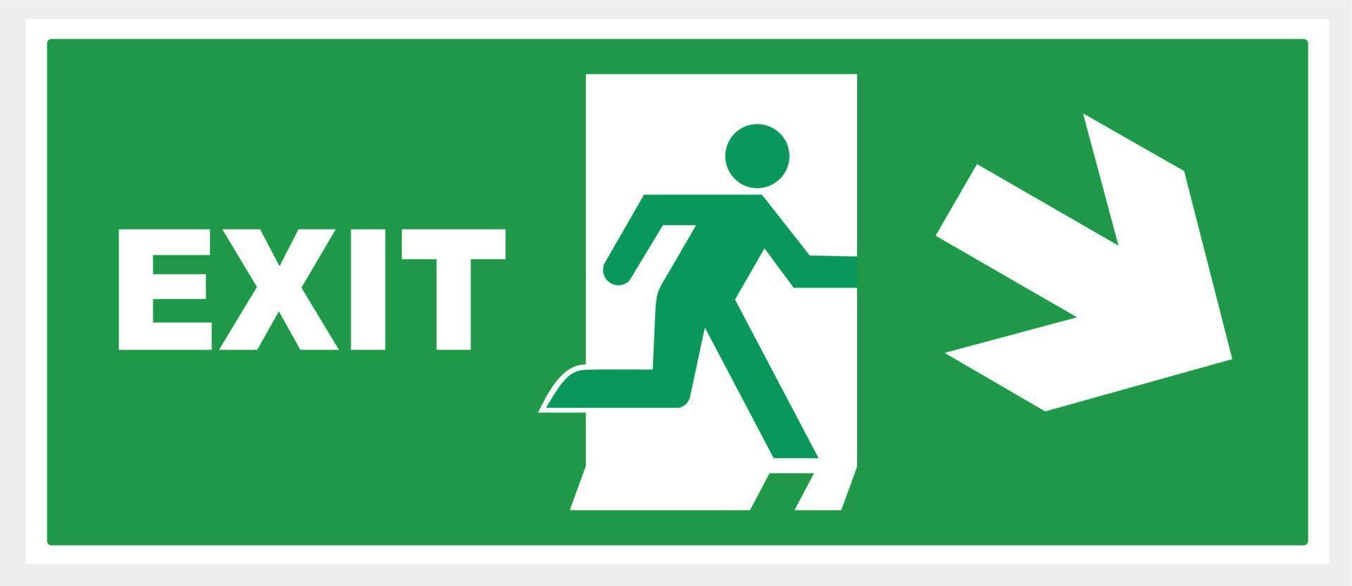 assine a seta de saída de emergência. fundo verde. ilustração vetor