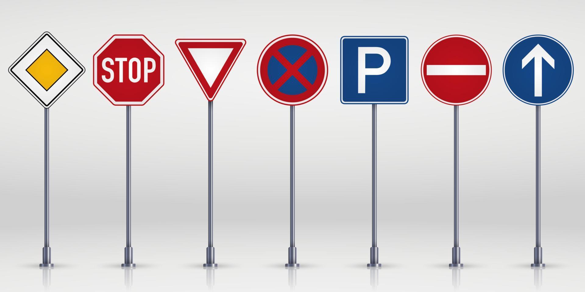 conjunto de sinais de trânsito isolados vetor