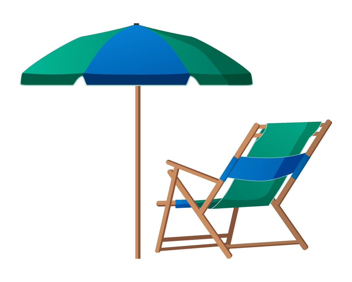 guarda-chuva de praia e cadeira ilustração de férias de verão vetor
