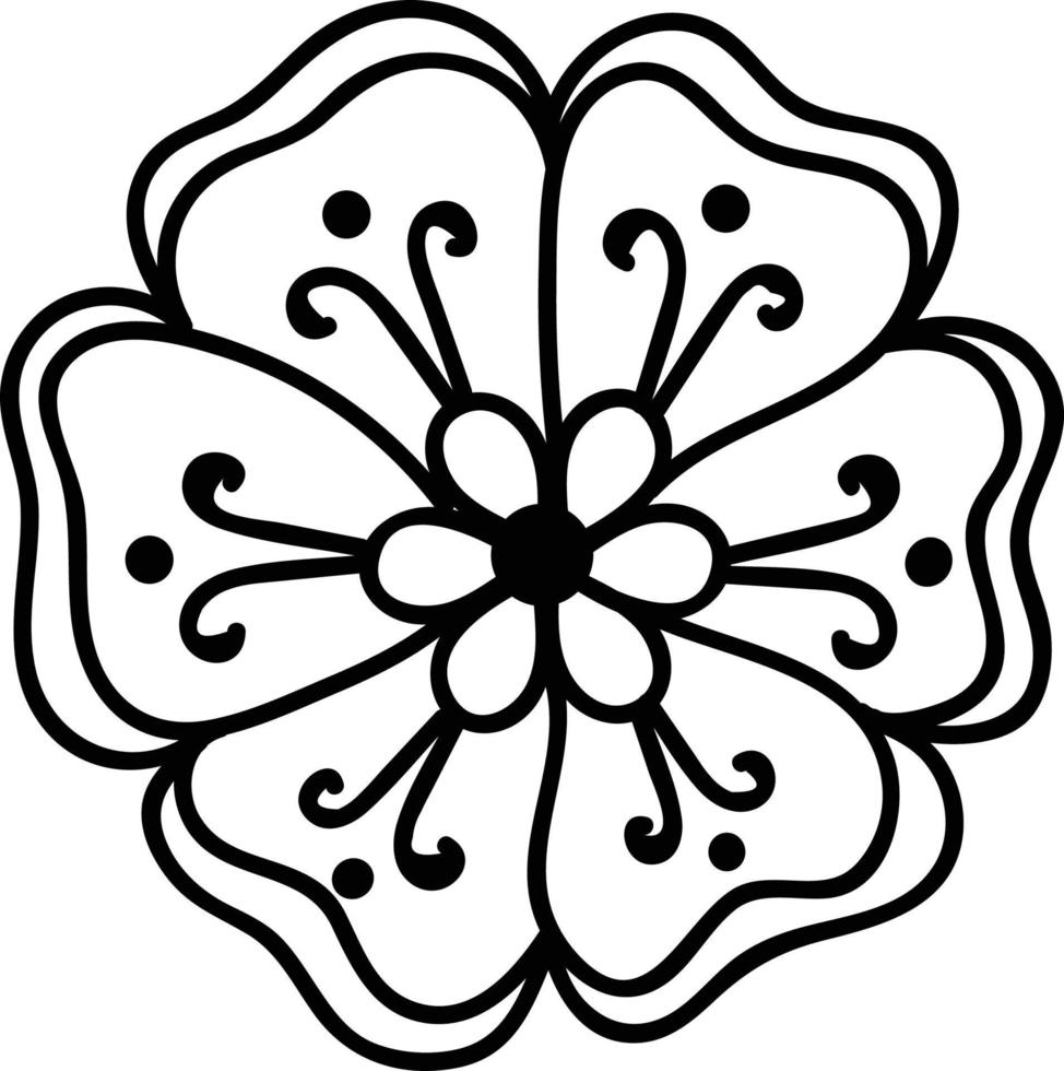 ilustração a preto e branco com uma flor. ilustração em vetor de uma silhueta abstrata flower.black. publicidade,webdesign,logotipo,embalagens,têxteis,livros infantis,férias,decoração.