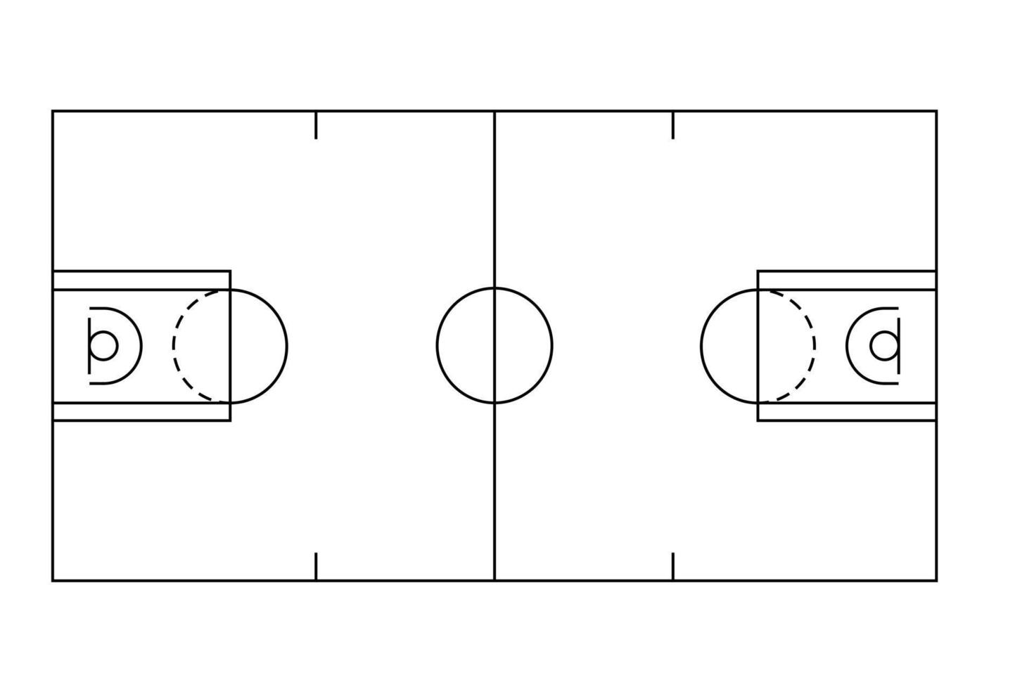 estilo de contorno de quadra de basquete vetor