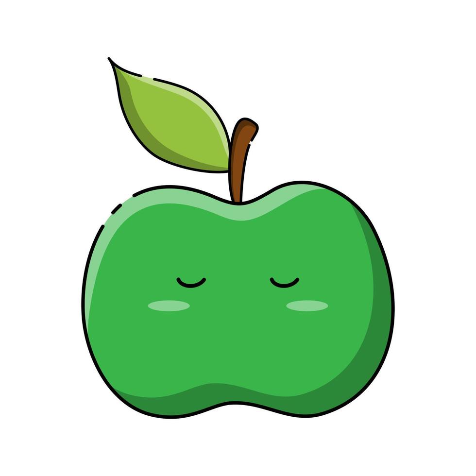 imagem vetorial de uma maçã verde bonita em estilo infantil desenhado à mão. ilustração vetorial de cor, crachá, para design de produto, impressão têxtil, cartões de visita, logotipo, tatuagens vetor