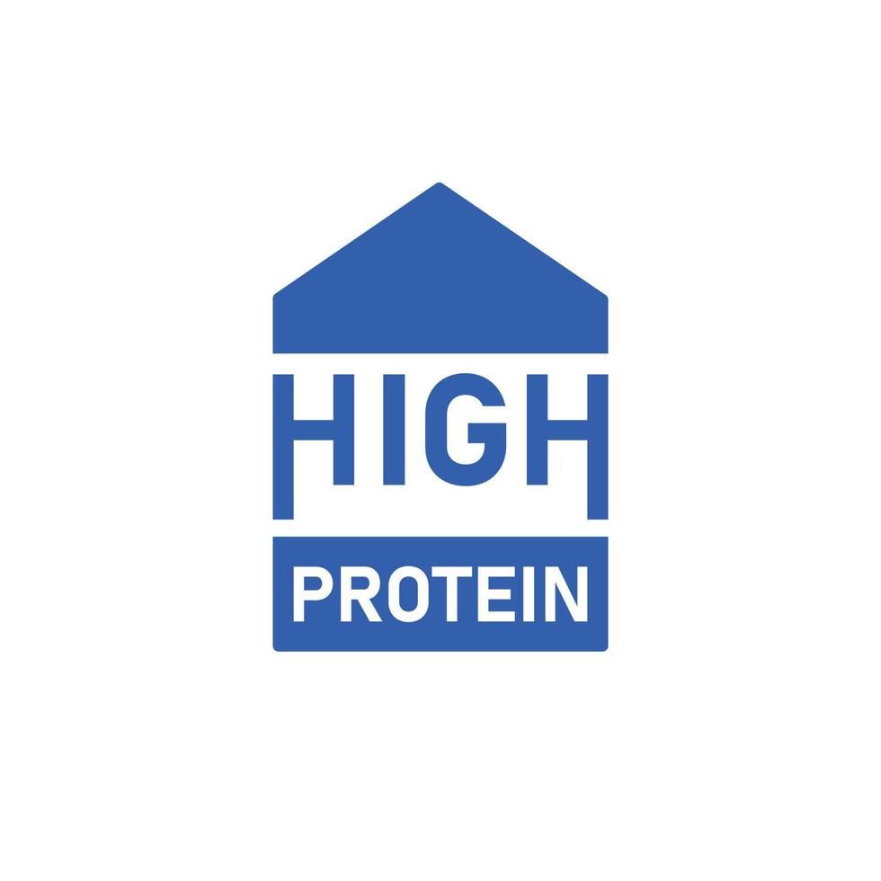 sinal de alta proteína. emblema para comida fitness. seta para cima símbolo para produtos proteicos. vetor