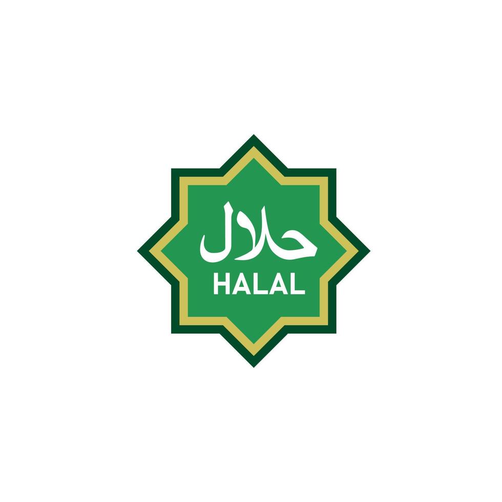 adesivo de comida halal. sinal de produto muçulmano. cardápio especial. etiqueta de certificado. ilustração vetorial vetor