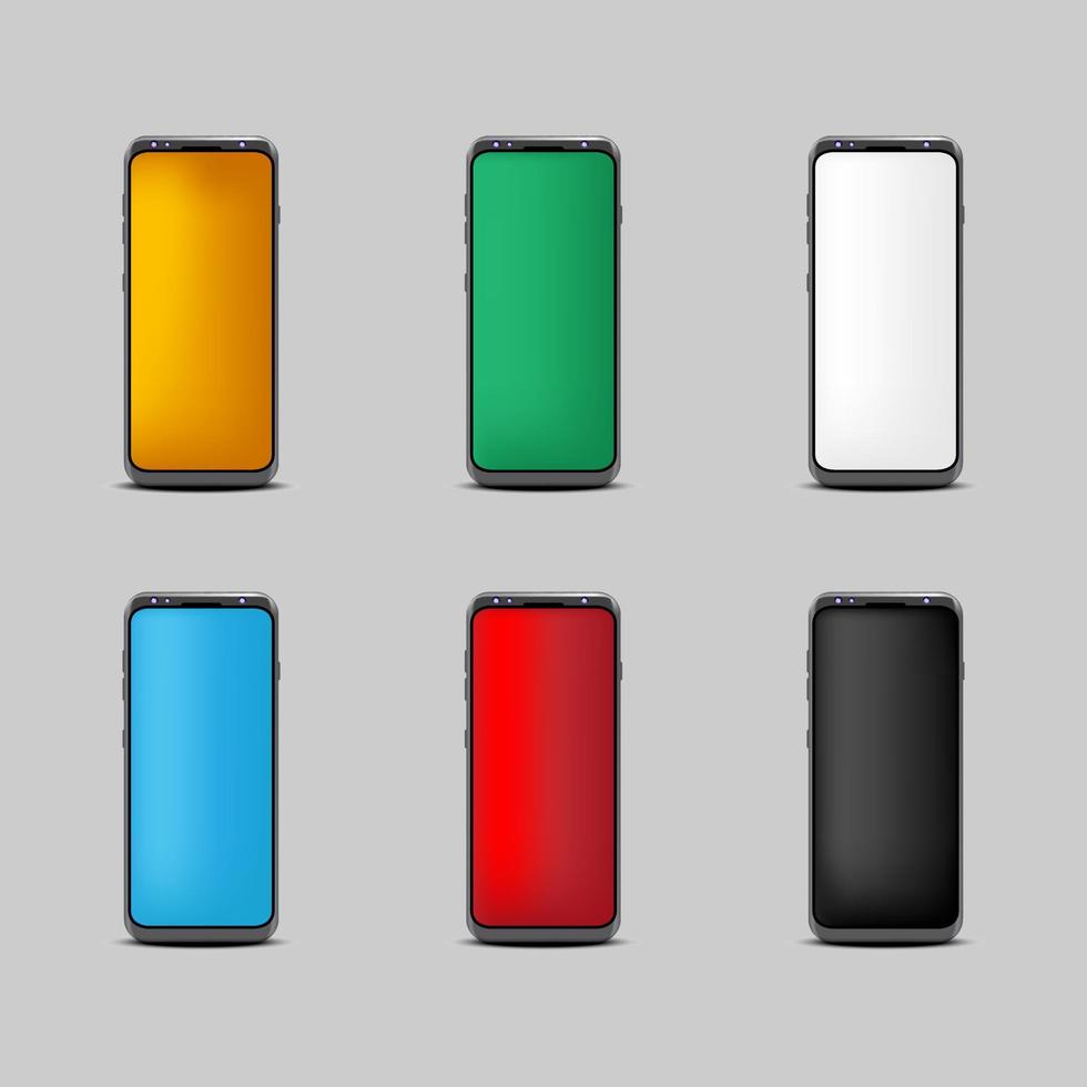 telefone móvel de fundo de seis cores em fundo cinza vetor