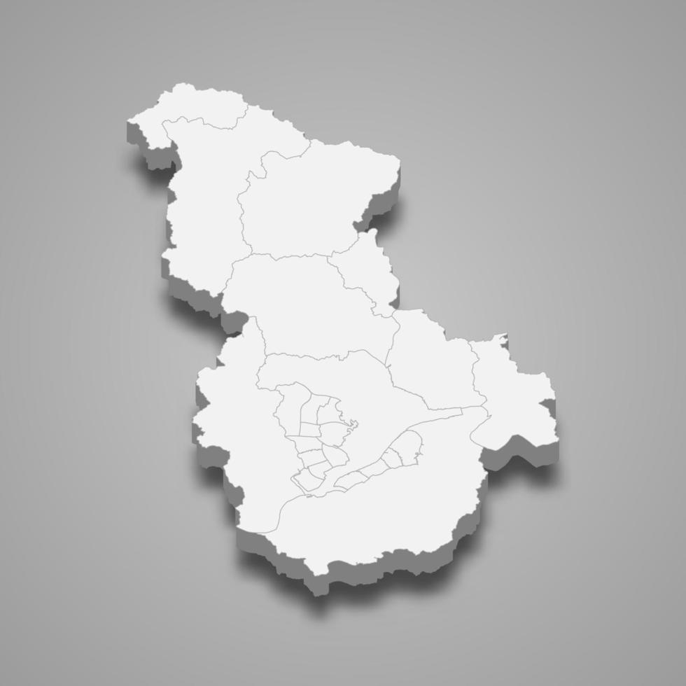 região do mapa 3d da coreia do sul vetor