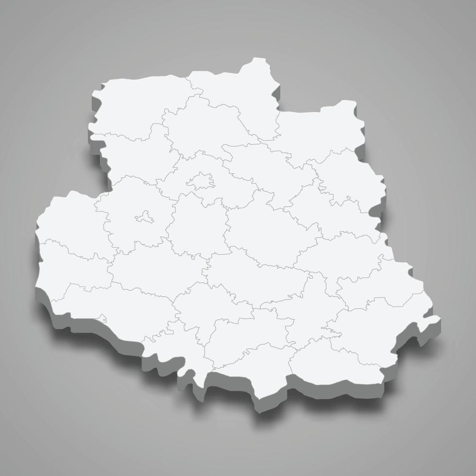 mapa isométrico 3d do oblast de vinnytsia é uma região da ucrânia vetor