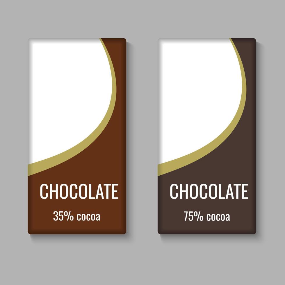 modelo de pacote de barra de chocolate realista vetor