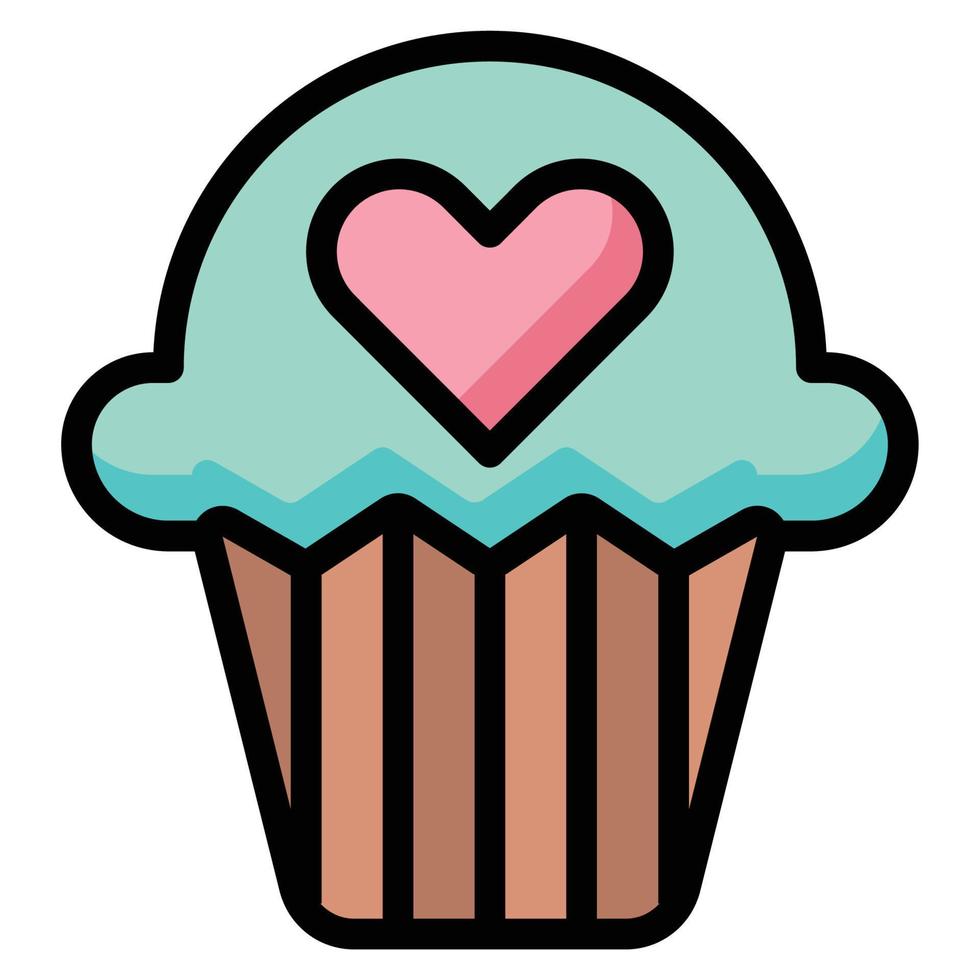 ilustração vetorial de cor de linha de ícone de cupcake vetor