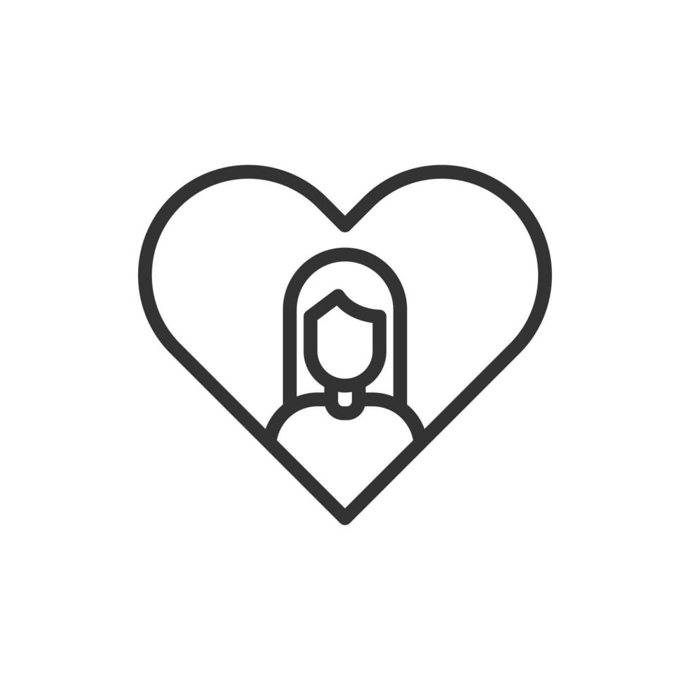 ícone de amor de mulher de coração ou ilustração vetorial de logotipo vetor