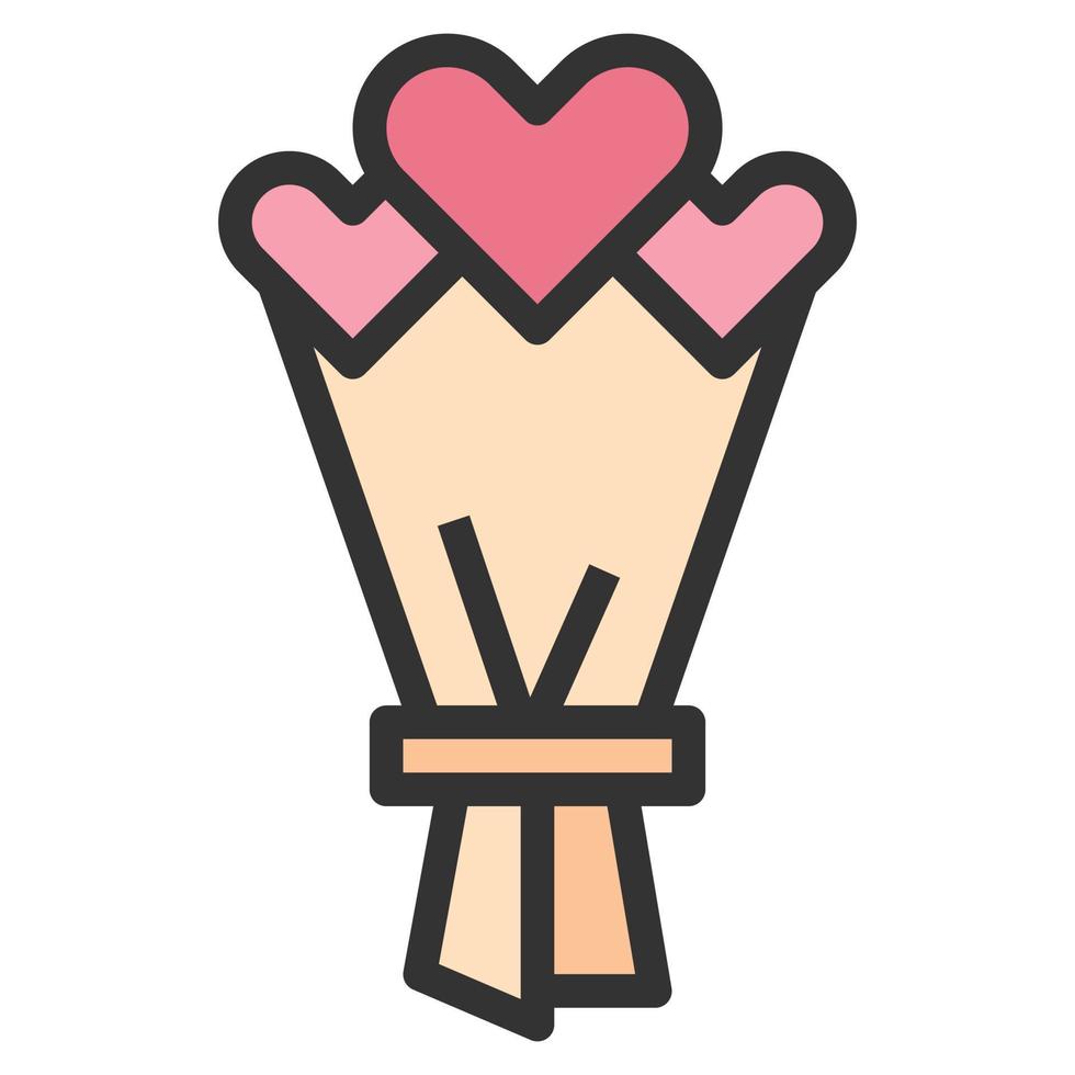 ícone de amor de flor de coração ou ilustração vetorial de logotipo vetor