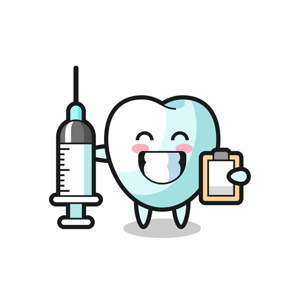 ilustração de mascote de dente como médico vetor